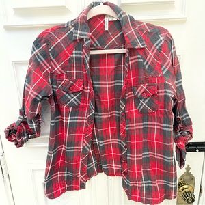 Red & Gray Flannel Shirt - Size MEDIUM
